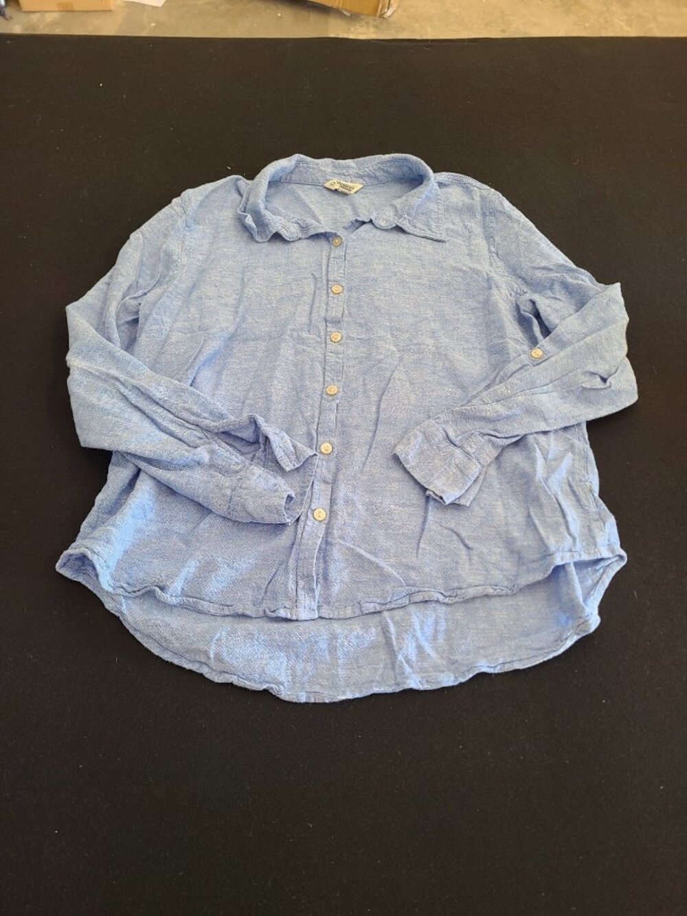 Orvis Classic Collection Blue Button-Down Womens Shirt L/G Lightweight Cotton